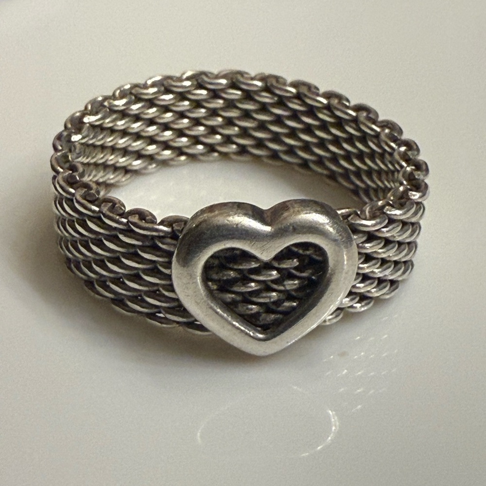 Silver Heart Mesh Ring